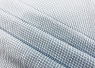 100 Percent Polyester Shirt Fabric Gingham Warp Knitted Grey Checks 130GSM