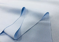 100% Polyester Shirt Fabric Warp Knitting Plain For Worker Blue Checks