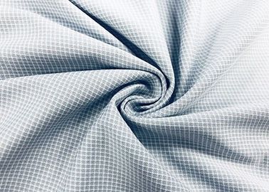 100 Percent Polyester Shirt Fabric Gingham Warp Knitted Grey Checks 130GSM