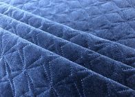 Dual Layer Quilted Velvet Fabric For Bedding Navy Blue 320GSM 93% Polyester