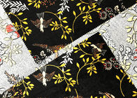 Warp Knitted Polyester Velvet Fabric / Birds Flowers Patterned Velvet Fabric