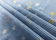 230GSM Bronzing Polyester Corduroy Fabric / Stars Blue Corduroy Fabric
