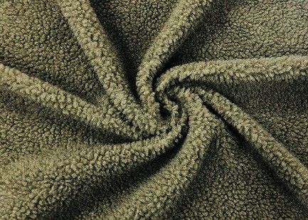 150cm Soft Blanket Fabric / Woollike Sherpa Fleece Blanket Fabric Olive Green