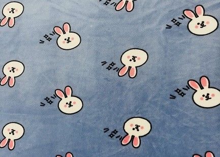 Double Velvet Soft Blanket Fabric Cartoon Bunny 310GSM 100% Polyester
