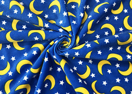 140GSM Cotton Velvet Fabric Water Printing For Home Textile Moons Stars Pattern