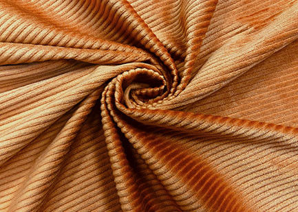 Polyester Corduroy Upholstery Fabric Ochre Color Fashionable 230GSM Weight