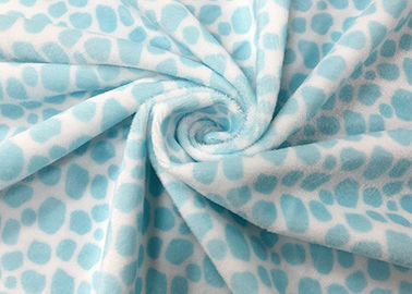 210GSM 100% Polyester Velvet Fabric Fleece Material Blue Leopard Print